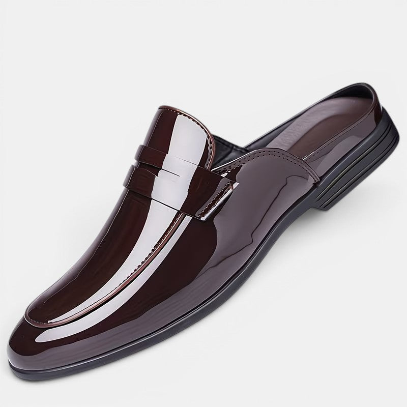 Herren Glänzende Leder-Mules – Jennoir