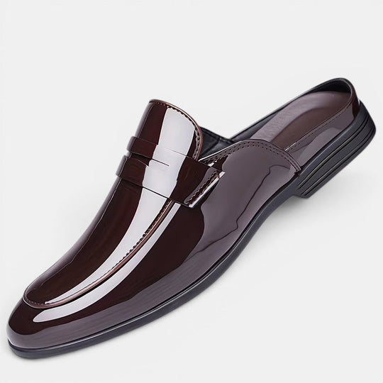 Herren Glänzende Leder-Mules – Jennoir