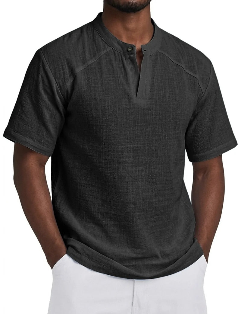 Leichtes Leinen Popover Hemd Herren Sommer Baumwolle