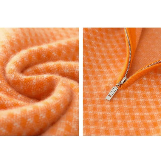 Merinowolle Pullover Herren Halbzip Rautenstruktur