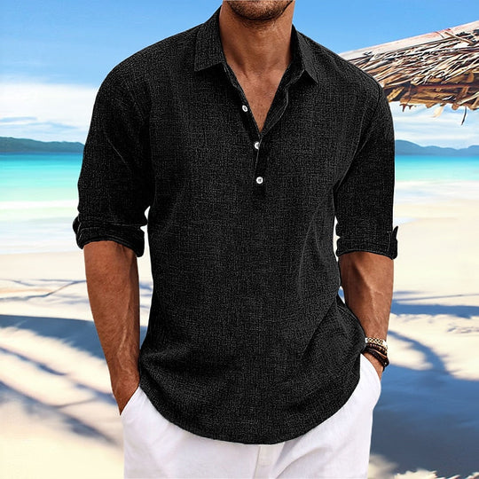 Klassisches Leinen Hemd Herren Sommer Baumwolle Casual