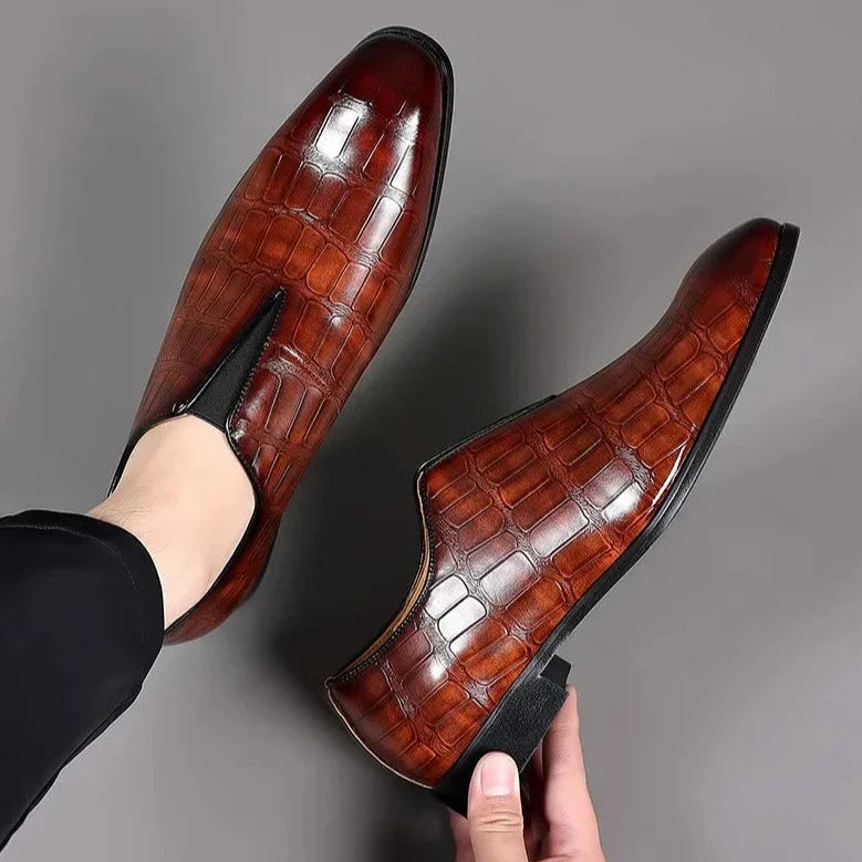 Polierte Echtleder Loafer Herren Slip-On Stretch Bequem