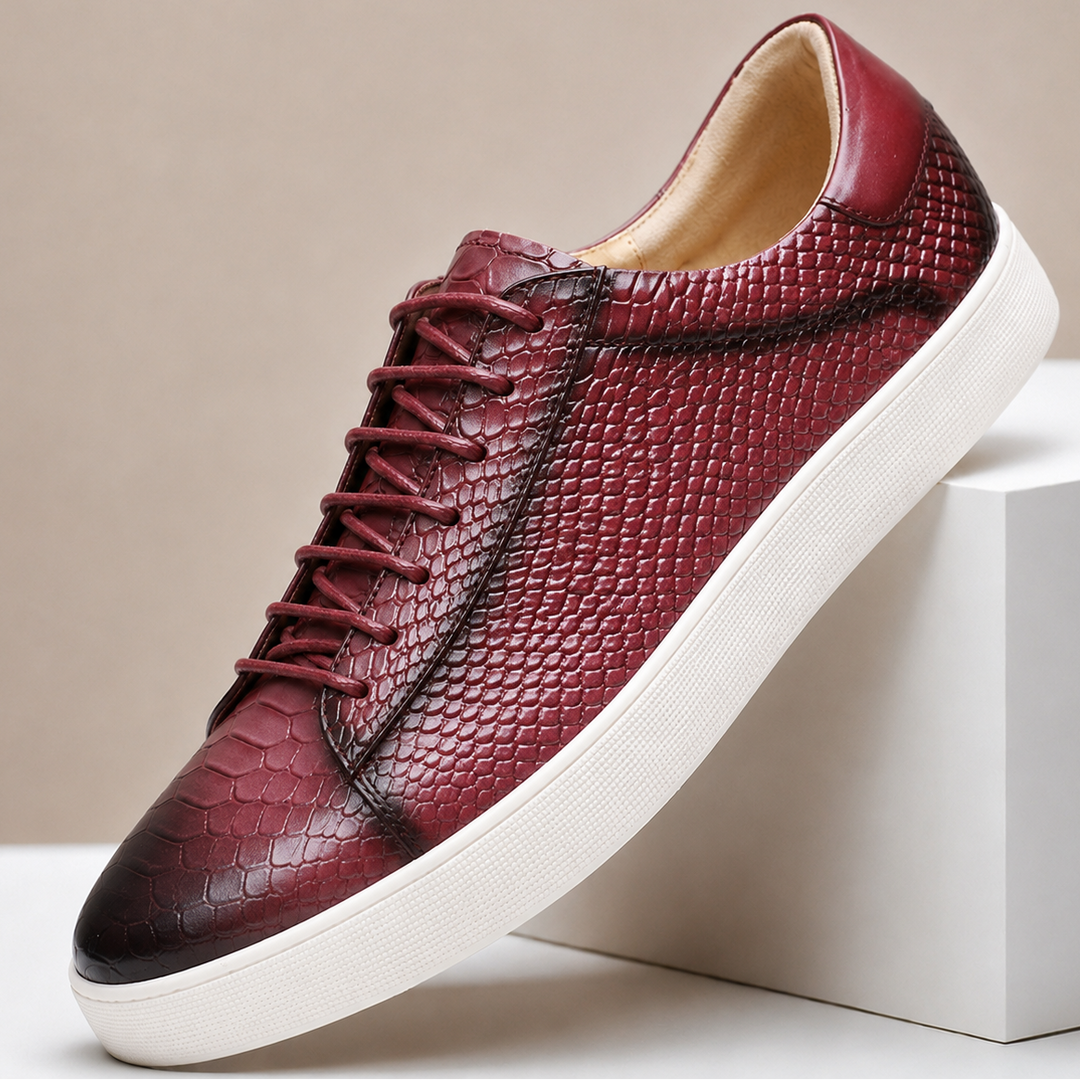Texturierte Leder Sneaker Herren Business Freizeit