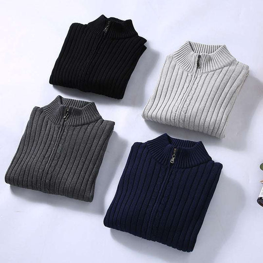 Zip Pullover Herren Strickpullover Old Money Sweater