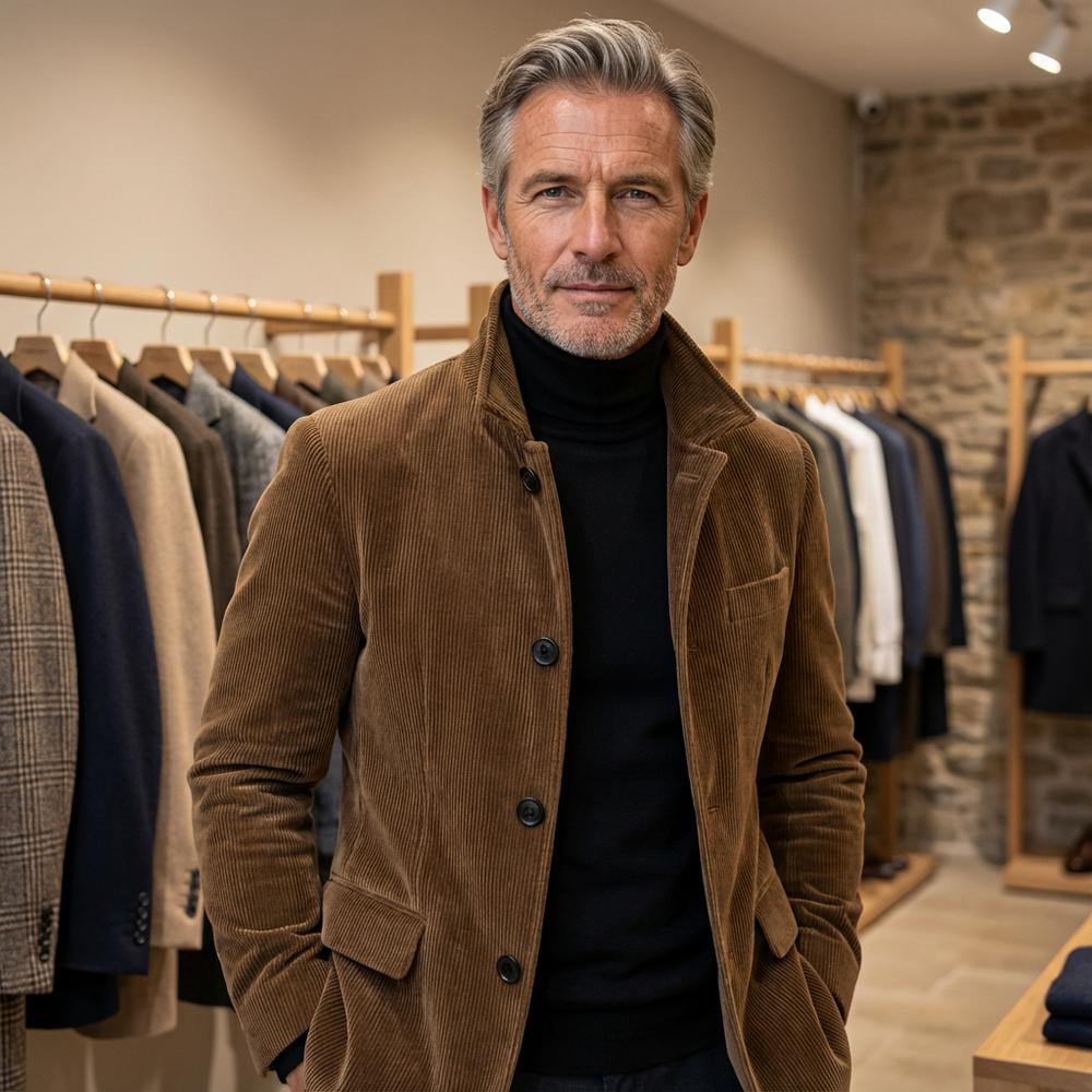 Elegante Jacke Herren Strukturiert Zeitlos Übergangsjacke