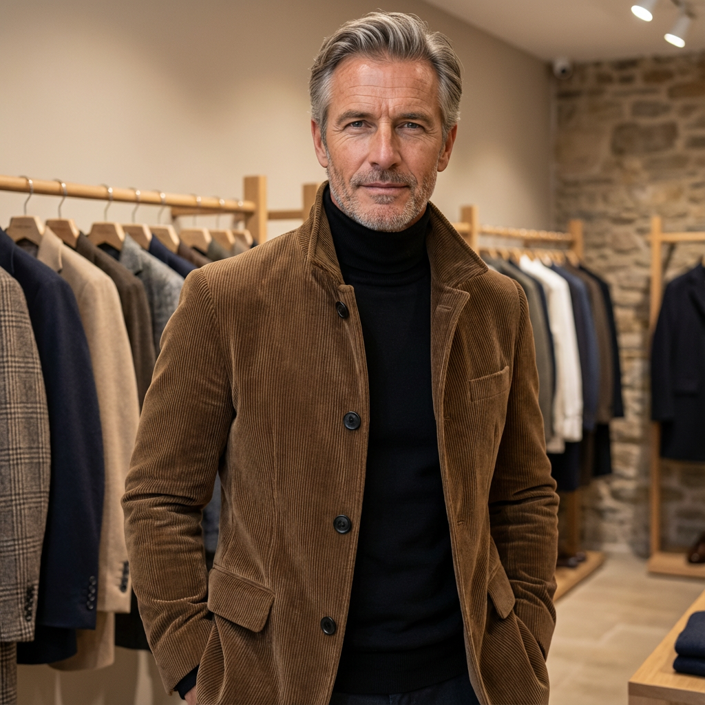 Elegante Jacke Herren Strukturiert Zeitlos Übergangsjacke