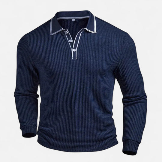 Herren Marine-Kontrast-Knopfhemd – Jennoir