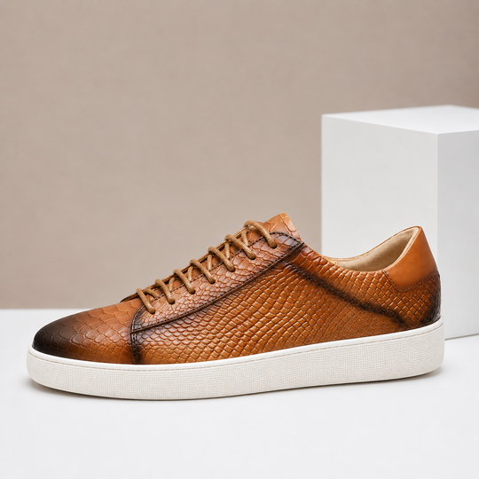 Texturierte Leder Sneaker Herren Business Freizeit