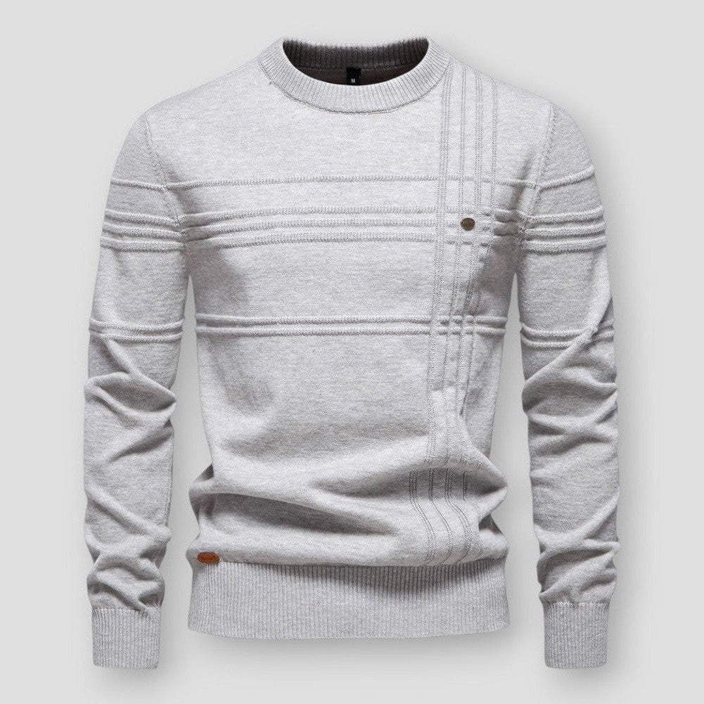Strukturstrick Pullover Herren Klare Linien Rippbündchen