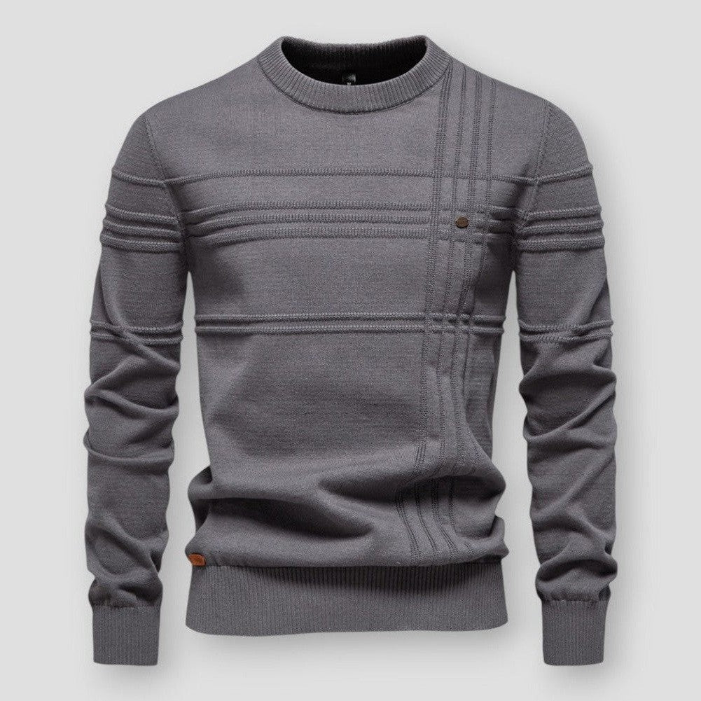 Strukturstrick Pullover Herren Klare Linien Rippbündchen
