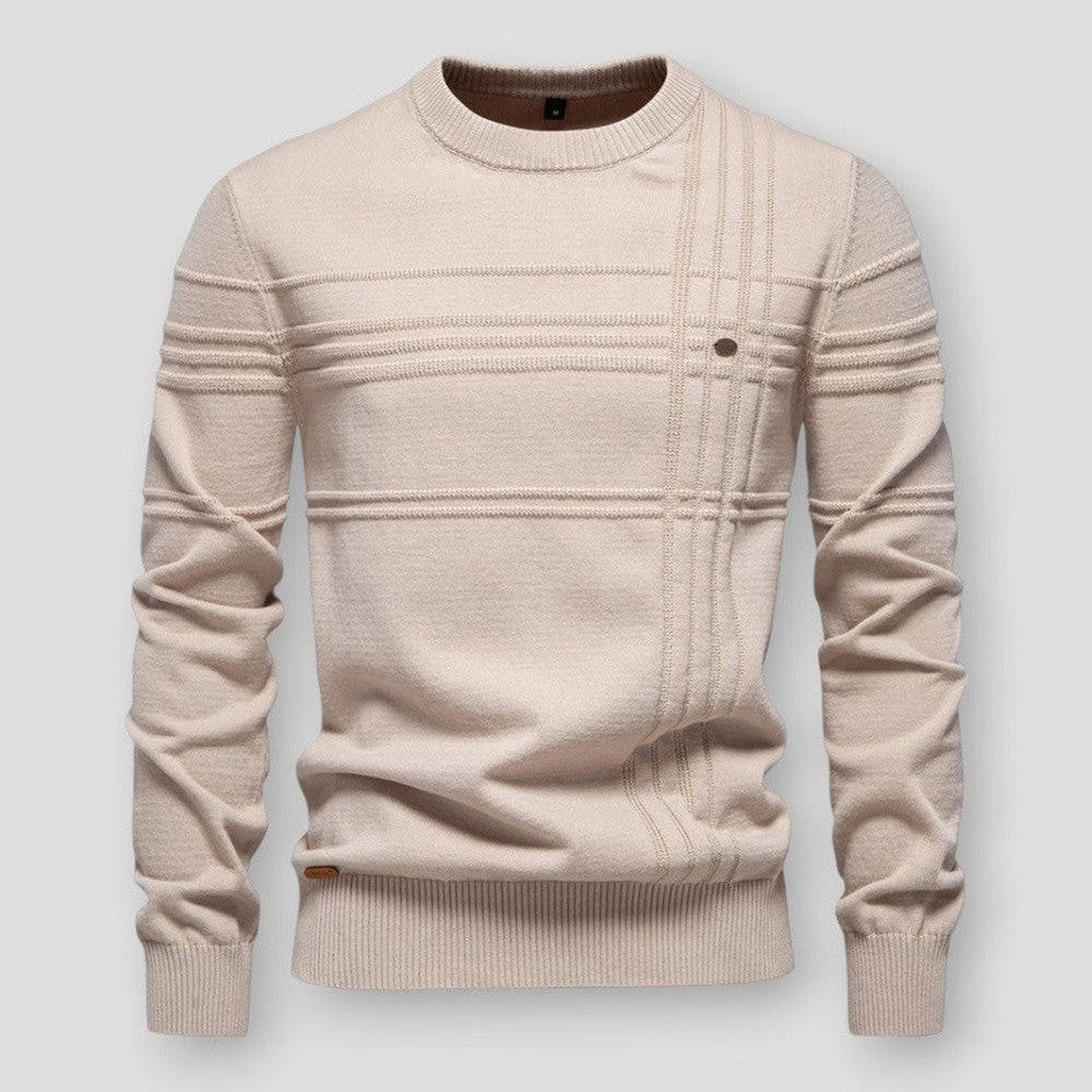 Strukturstrick Pullover Herren Klare Linien Rippbündchen