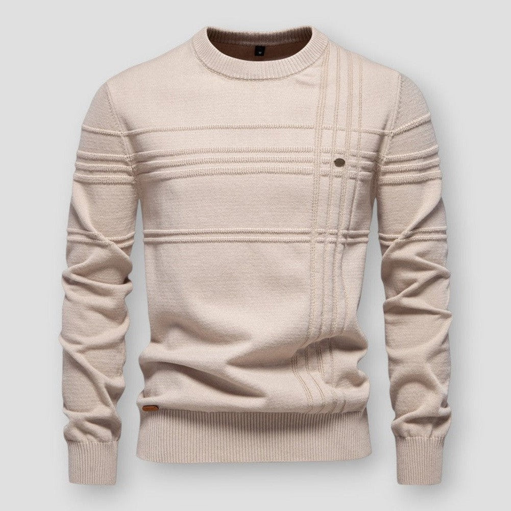 Strukturstrick Pullover Herren Klare Linien Rippbündchen