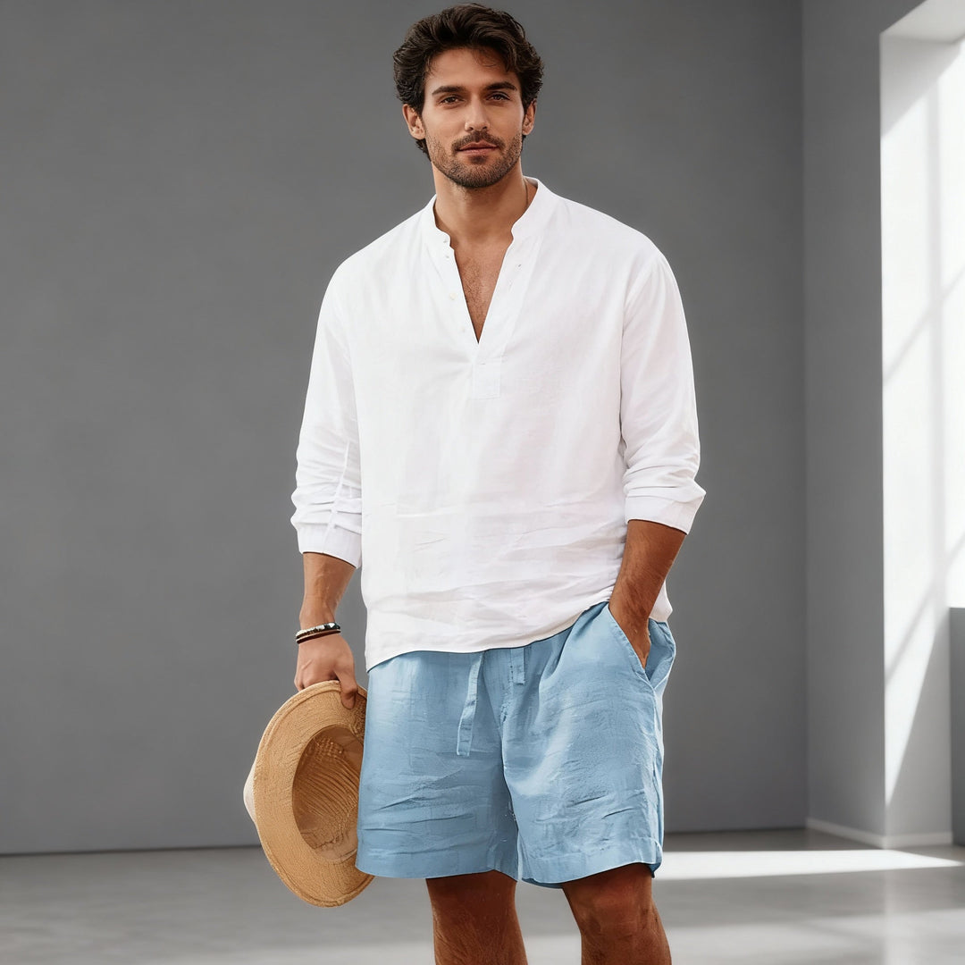 Herren Shorts aus Baumwolle und Leinen – Kurze Sommerhose