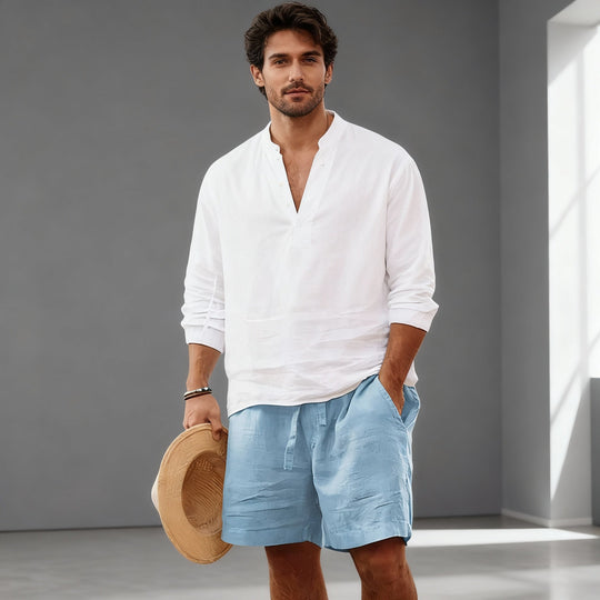 Herren Shorts aus Baumwolle und Leinen – Kurze Sommerhose