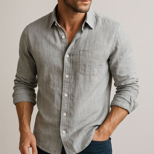 Essential Leinenhemd Herren Sommer Baumwolle Casual