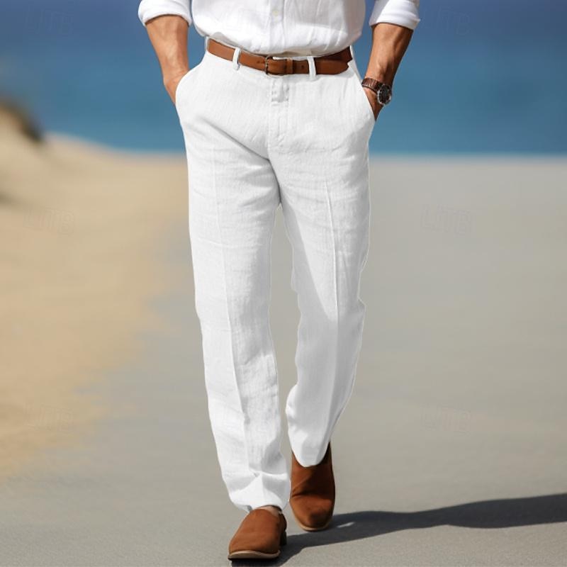 Premium Leinenhose Herren Elegant Sommer Anzughose