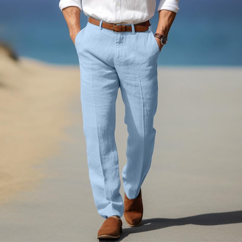 Premium Leinenhose Herren Elegant Sommer Anzughose
