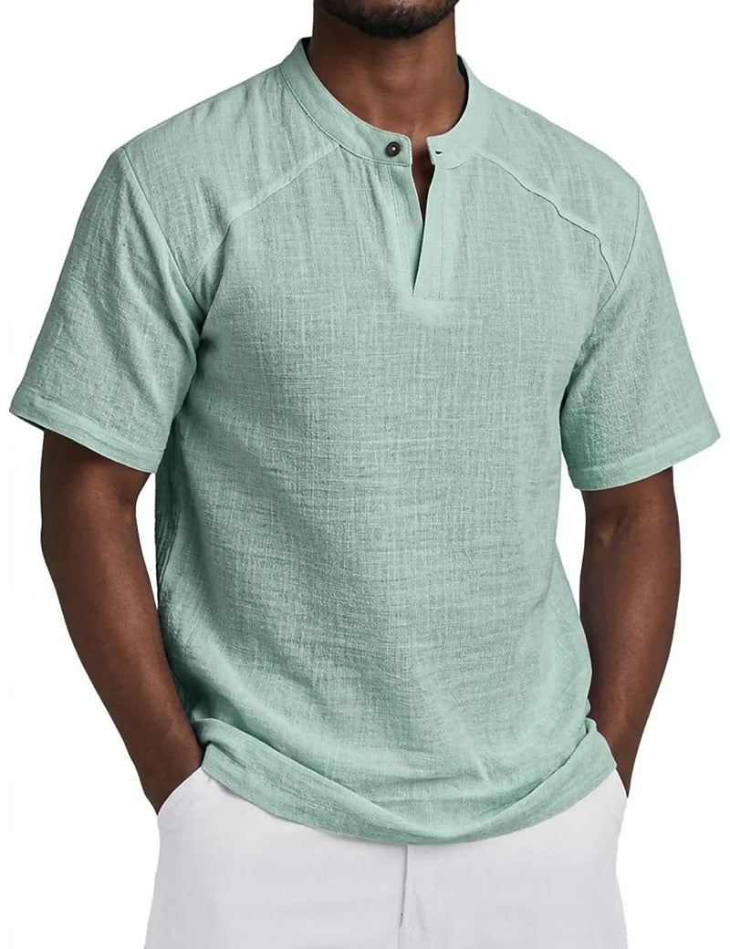 Leichtes Leinen Popover Hemd Herren Sommer Baumwolle