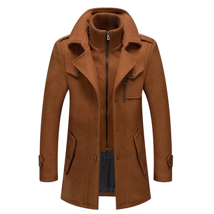 Eleganter Woll Wintermantel Herren Warm Klassisch