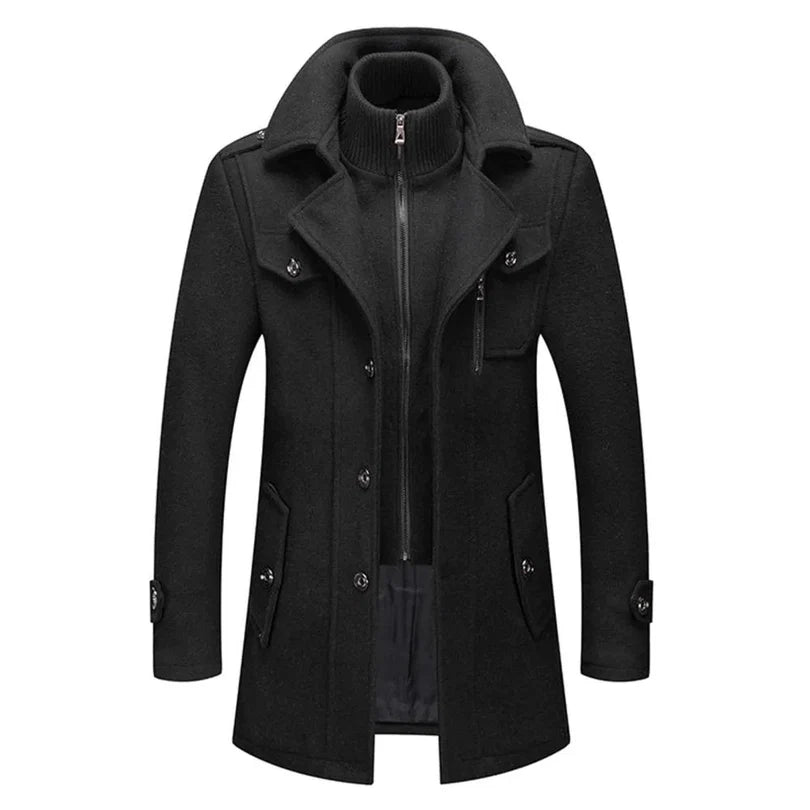 Eleganter Woll Wintermantel Herren Warm Klassisch