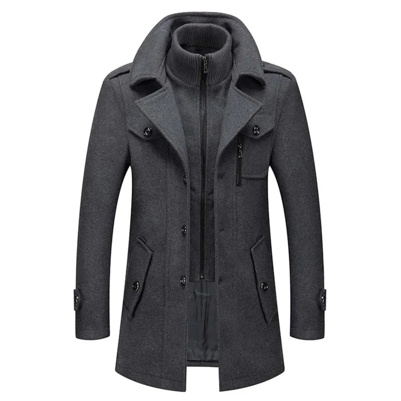 Eleganter Woll Wintermantel Herren Warm Klassisch