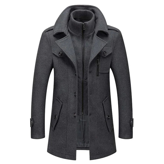 Eleganter Woll Wintermantel Herren Warm Klassisch