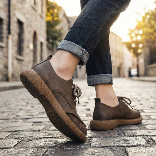 Leder Sneaker Herren Wildleder Front Handgenäht Seil