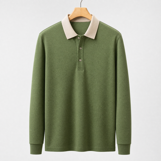 Baumwoll Strick Poloshirt Herren Langarm Ganzjährig
