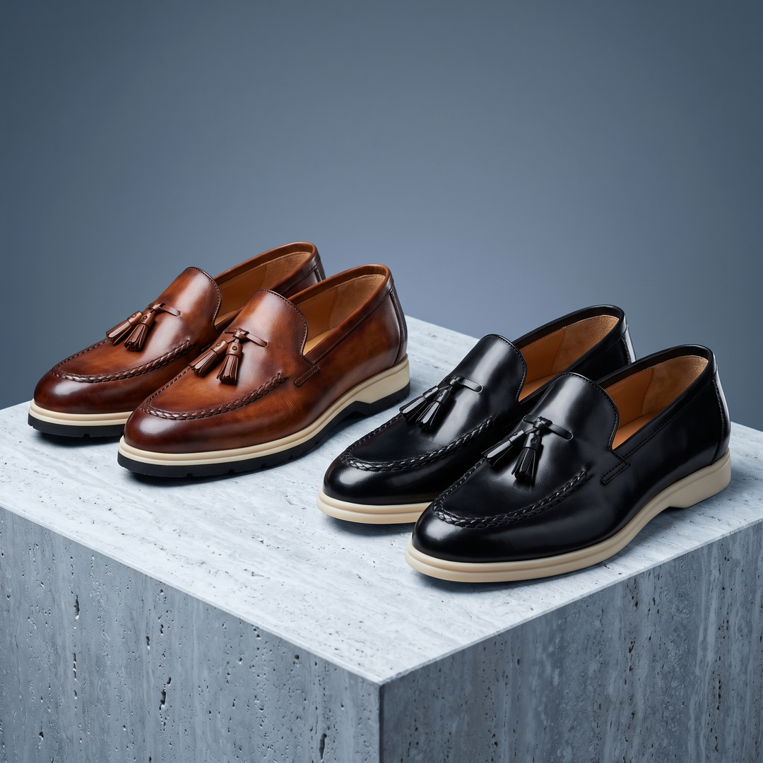 Handgefertigte Rindsleder Loafer Herren Slip-On Weich