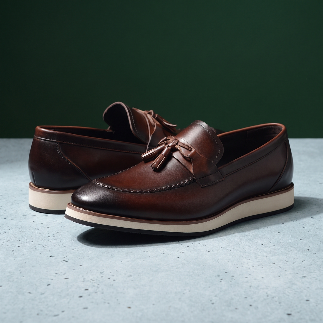 Handgefertigte Rindsleder Loafer Herren Slip-On Weich