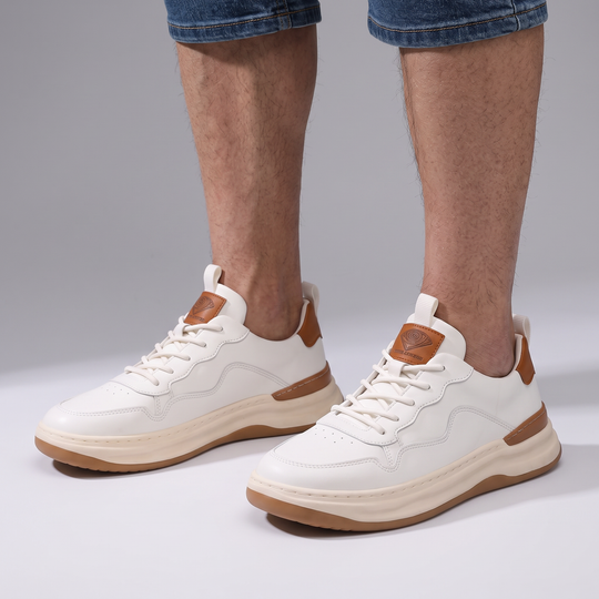 Leder Sneaker Herren Konturpaneele Gepolstert Elegant