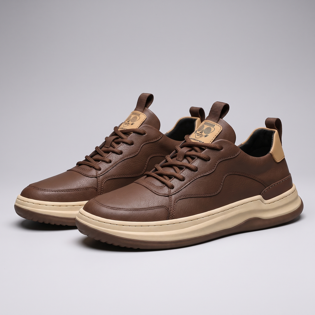 Leder Sneaker Herren Konturpaneele Gepolstert Elegant