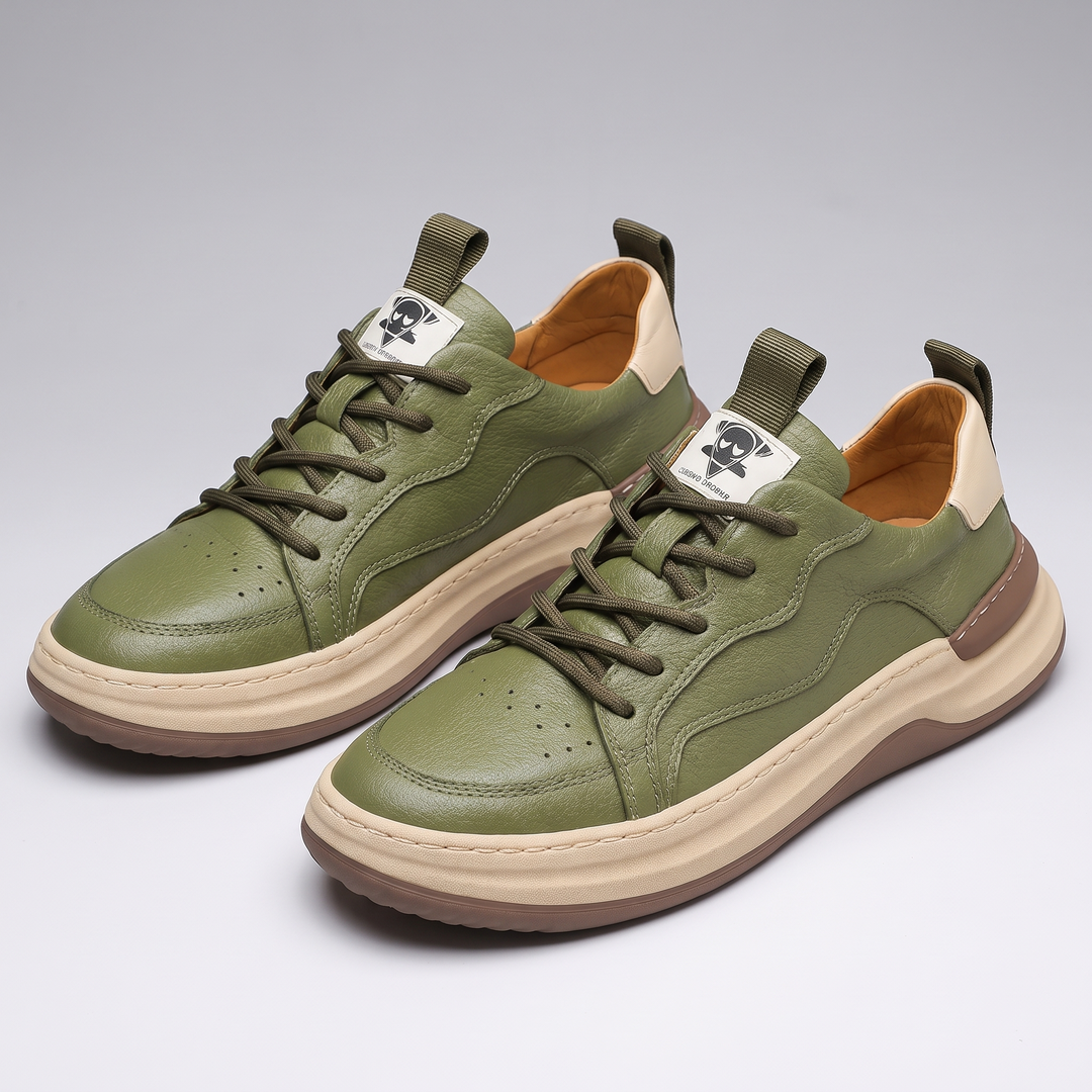 Leder Sneaker Herren Konturpaneele Gepolstert Elegant