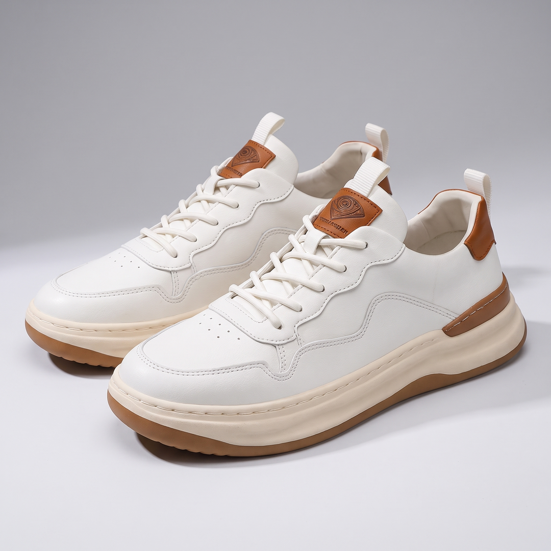 Leder Sneaker Herren Konturpaneele Gepolstert Elegant