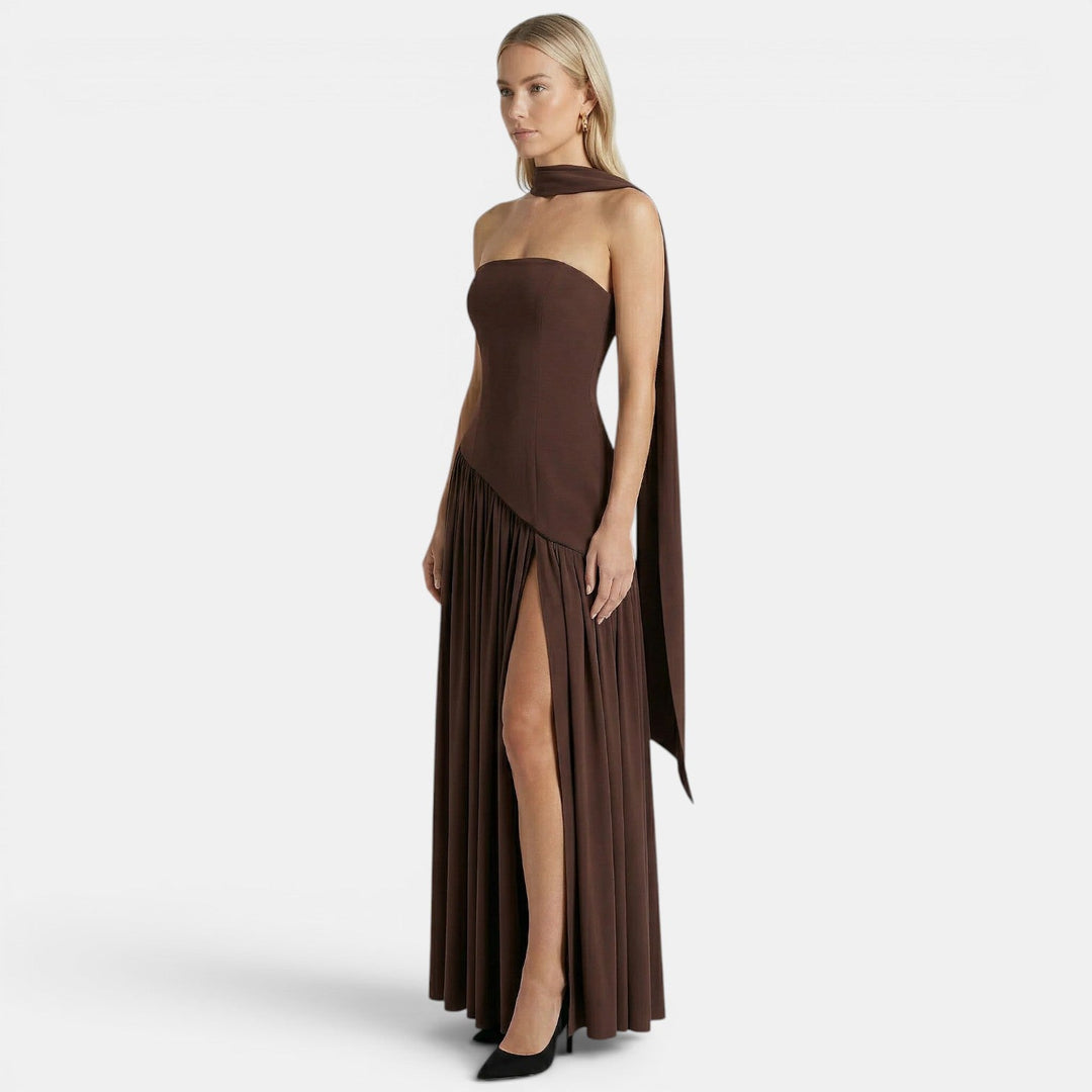 Maxikleid Damen Trägerlos Elegant Fließend Sommer