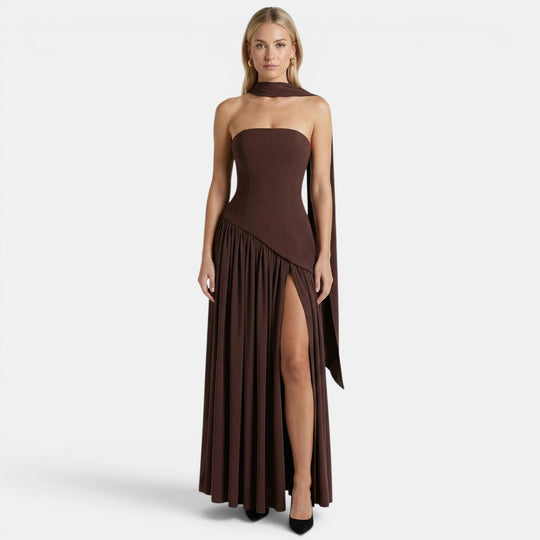 Maxikleid Damen Trägerlos Elegant Fließend Sommer