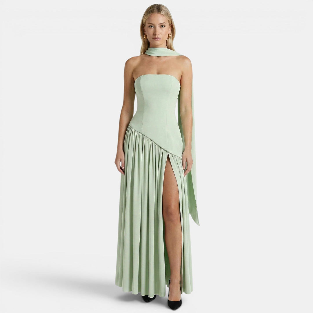 Maxikleid Damen Trägerlos Elegant Fließend Sommer