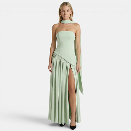 Maxikleid Damen Trägerlos Elegant Fließend Sommer