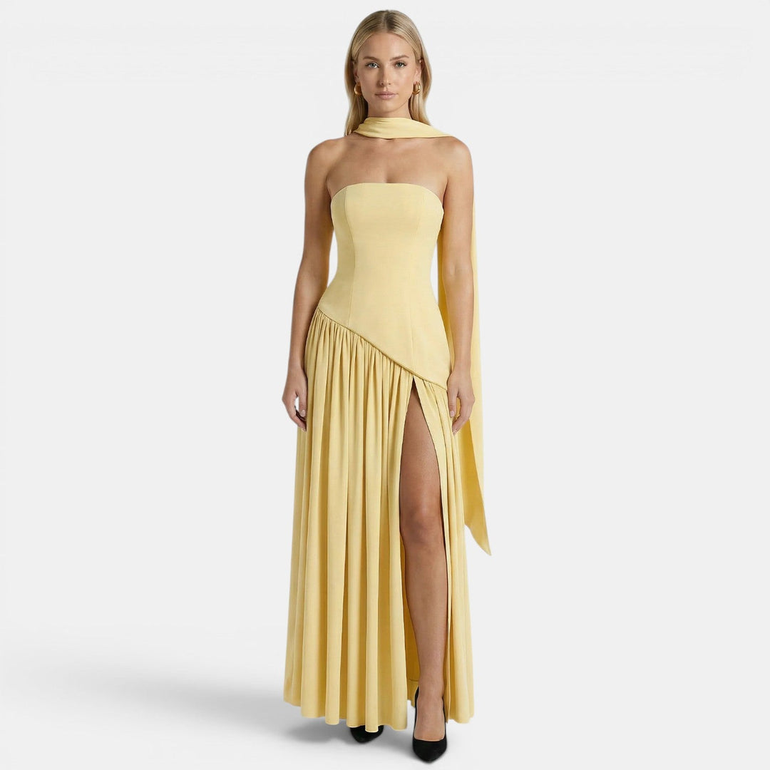 Maxikleid Damen Trägerlos Elegant Fließend Sommer