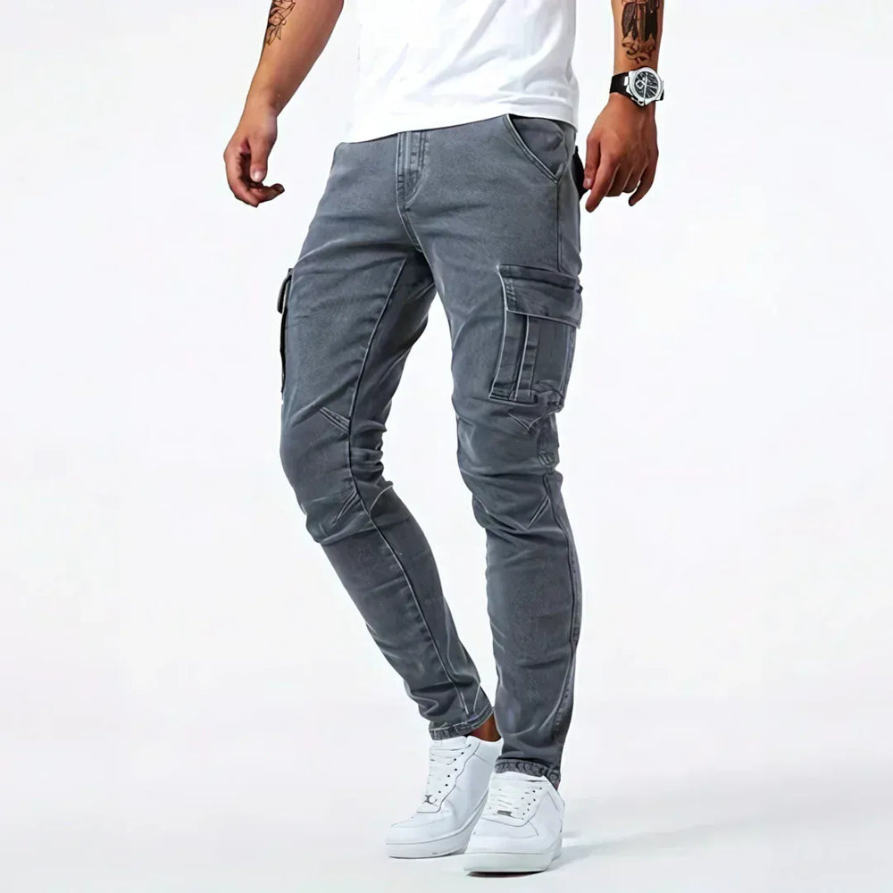 Cargo Denim Jeans Herren Stretch Utility Hose Casual