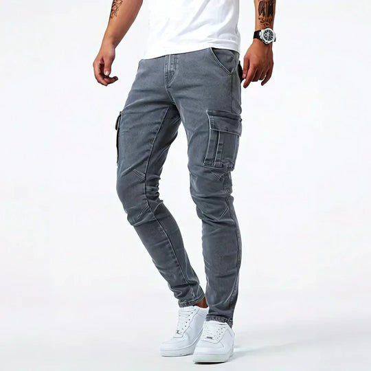 Cargo Denim Jeans Herren Stretch Utility Hose Casual