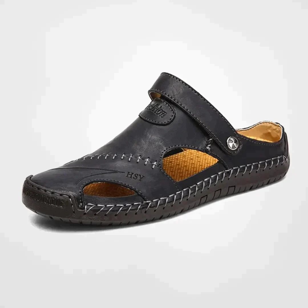 Herren Orthopädische Ledersandalen mit Fußbett – Echtleder Outdoor-Sandalen