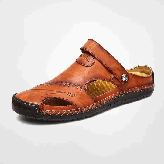 Herren Orthopädische Ledersandalen mit Fußbett – Echtleder Outdoor-Sandalen