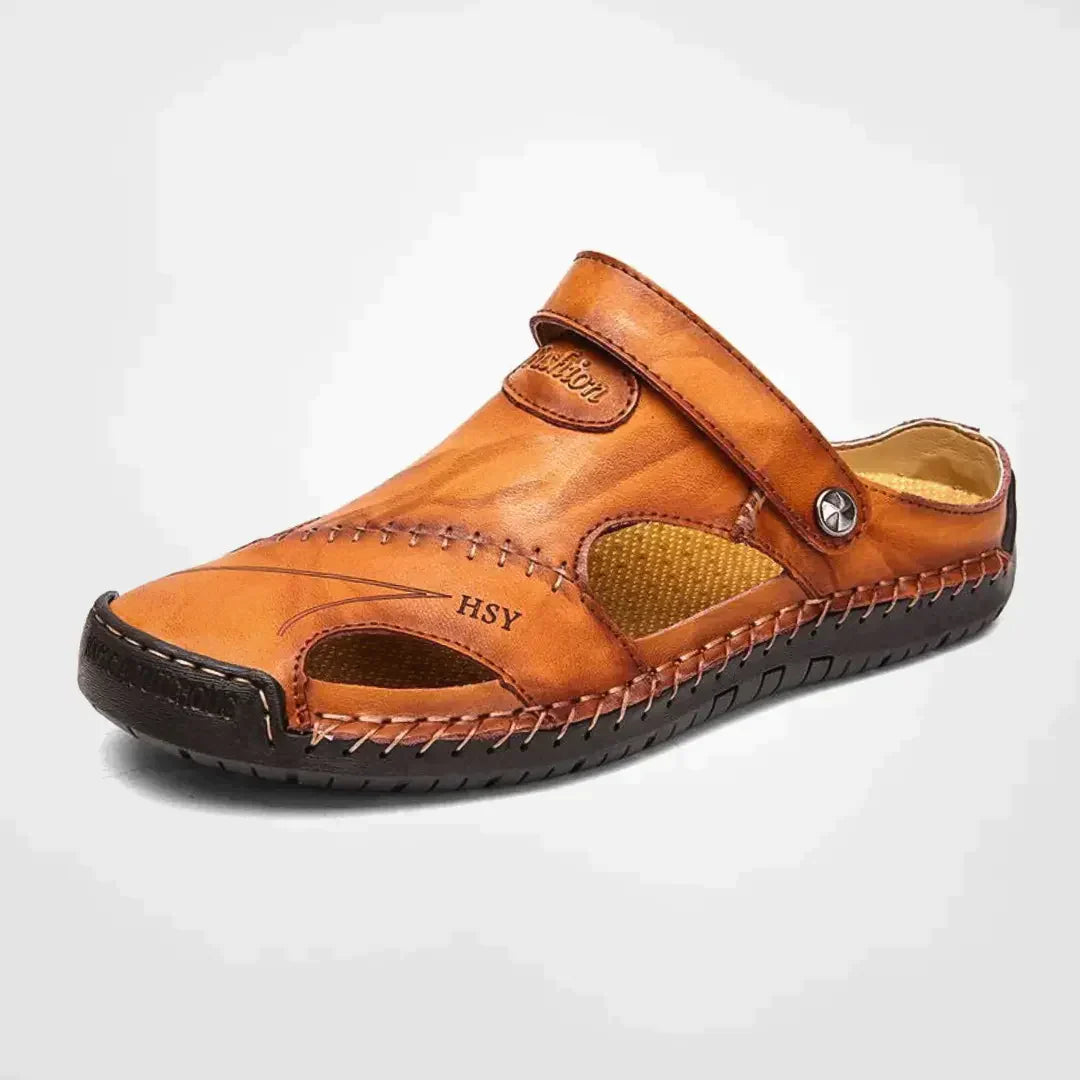 Herren Orthopädische Ledersandalen mit Fußbett – Echtleder Outdoor-Sandalen