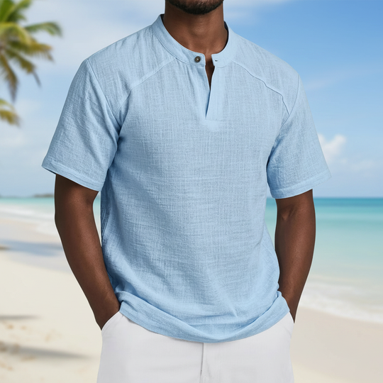 Leichtes Leinen Popover Hemd Herren Sommer Baumwolle