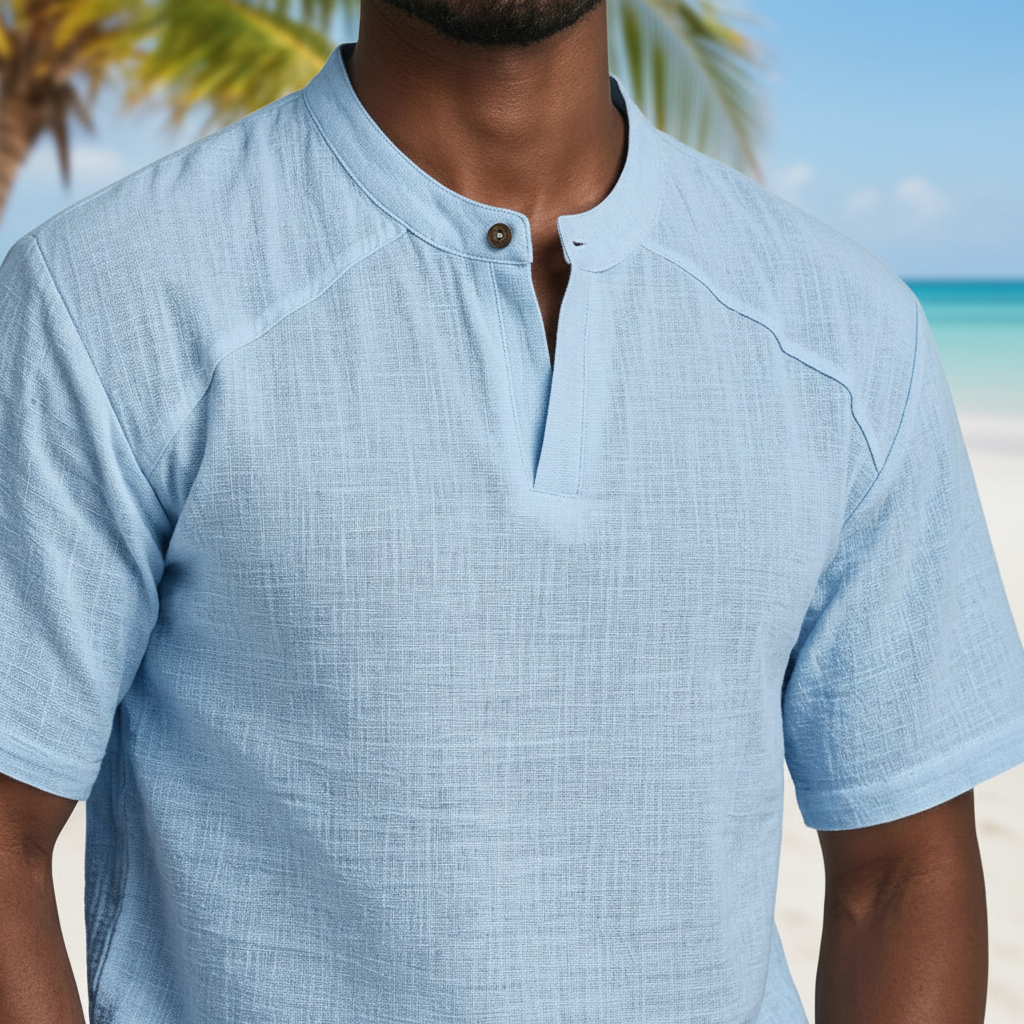 Leichtes Leinen Popover Hemd Herren Sommer Baumwolle