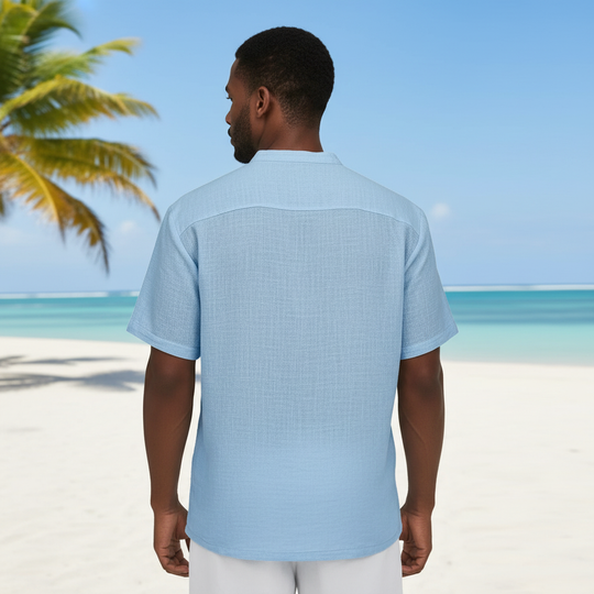 Leichtes Leinen Popover Hemd Herren Sommer Baumwolle