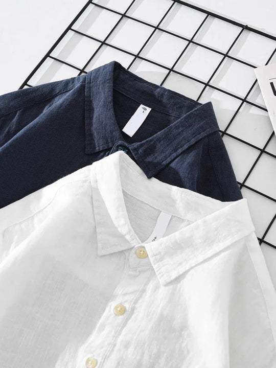 Stehkragen Hemd Herren Mandarin Kragen Casual Leinen