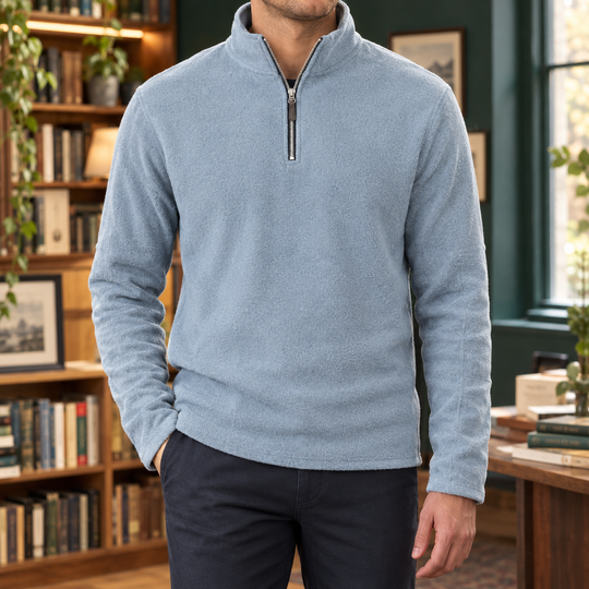 Troyer Pullover Herren Halbzip Fleece Stehkragen Weich