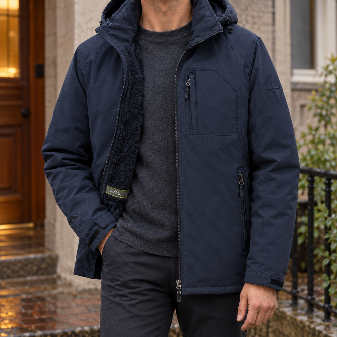Fleece Jacke Herren Kapuze Baumwollmix Locker Gefüttert